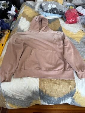 Warren Lotas Men's Hooded Pullover Sweatshirt in Dusty Rose Size XL